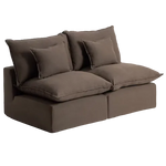 ANARELA Taupe linen 2-seater modular sofa with removable cover 180cm FSC Mix Credit