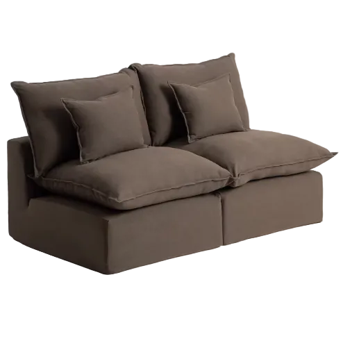 ANARELA Taupe linen 2-seater modular sofa with removable cover 180cm FSC Mix Credit
