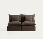 ANARELA Taupe linen 2-seater modular sofa with removable cover 180cm FSC Mix Credit