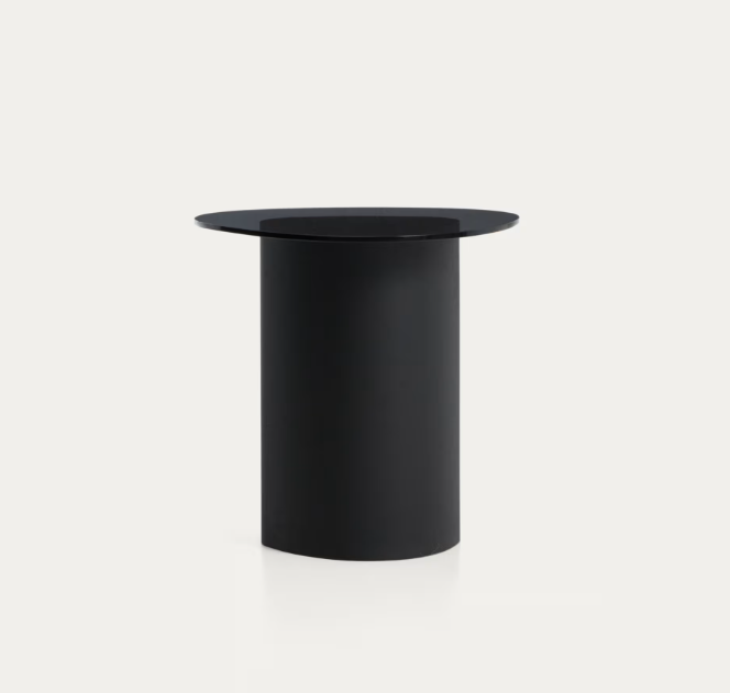 OLIR Side table in tempered glass and black steel 48 x 46,8 cm