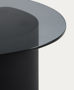 OLIR Side table in tempered glass and black steel 48 x 46,8 cm
