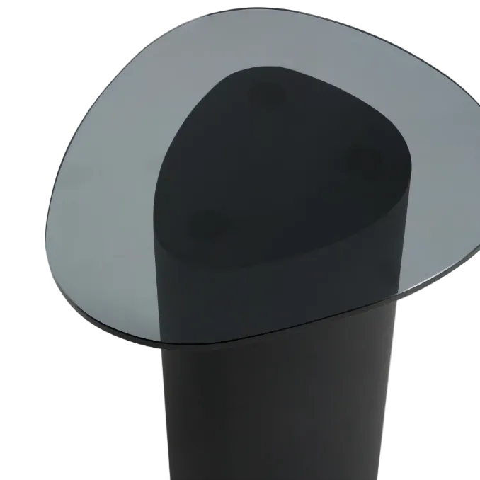 OLIR Side table in tempered glass and black steel 48 x 46,8 cm