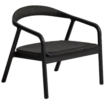 DERILE Armchair in solid oak wood with black finish and black paper rope FSC 100%