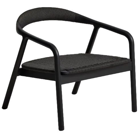DERILE Armchair in solid oak wood with black finish and black paper rope FSC 100%