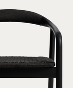 DERILE Armchair in solid oak wood with black finish and black paper rope FSC 100%
