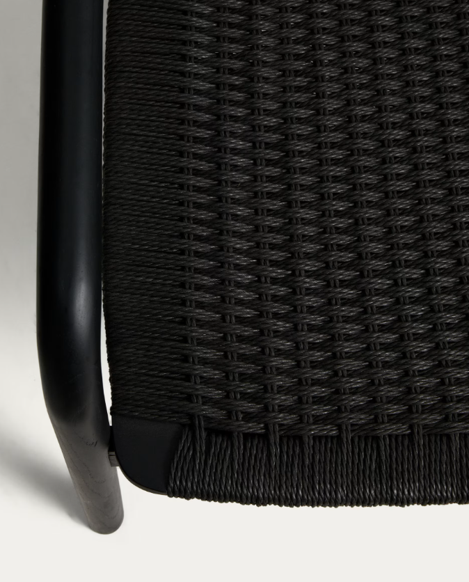 DERILE Armchair in solid oak wood with black finish and black paper rope FSC 100%