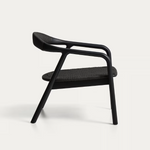 DERILE Armchair in solid oak wood with black finish and black paper rope FSC 100%