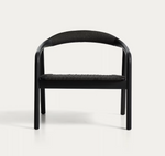 DERILE Armchair in solid oak wood with black finish and black paper rope FSC 100%