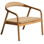 DERILE Armchair in solid oak wood with natural-tone finish and beige paper rope cord FSC 100%