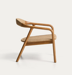 DERILE Armchair in solid oak wood with natural-tone finish and beige paper rope cord FSC 100%
