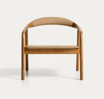 DERILE Armchair in solid oak wood with natural-tone finish and beige paper rope cord FSC 100%