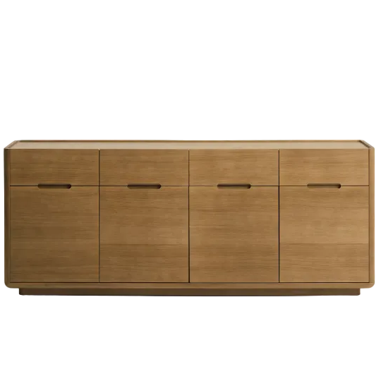 ARELIDA Komoda od hrastovog furnira i masivnog hrastovog drva sa svijetlosmeđom završnom obradom 200 x 80 cm