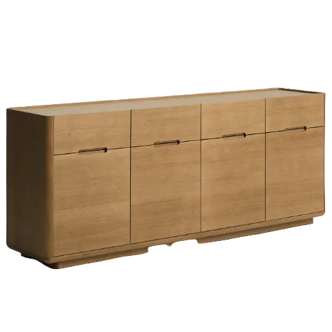 ARELIDA Komoda od hrastovog furnira i masivnog hrastovog drva sa svijetlosmeđom završnom obradom 200 x 80 cm