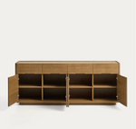 ARELIDA Komoda od hrastovog furnira i masivnog hrastovog drva sa svijetlosmeđom završnom obradom 200 x 80 cm