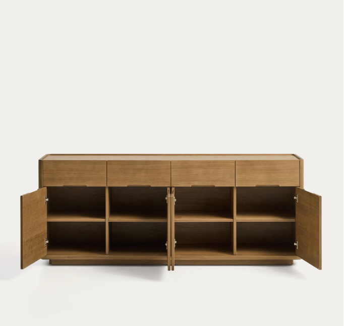 ARELIDA Komoda od hrastovog furnira i masivnog hrastovog drva sa svijetlosmeđom završnom obradom 200 x 80 cm