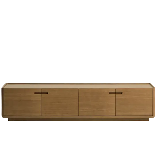 ARELIDA TV komoda od hrastovog furnira i masivnog hrastovog drva sa svijetlosmeđom završnom obradom 200 x 44 cm