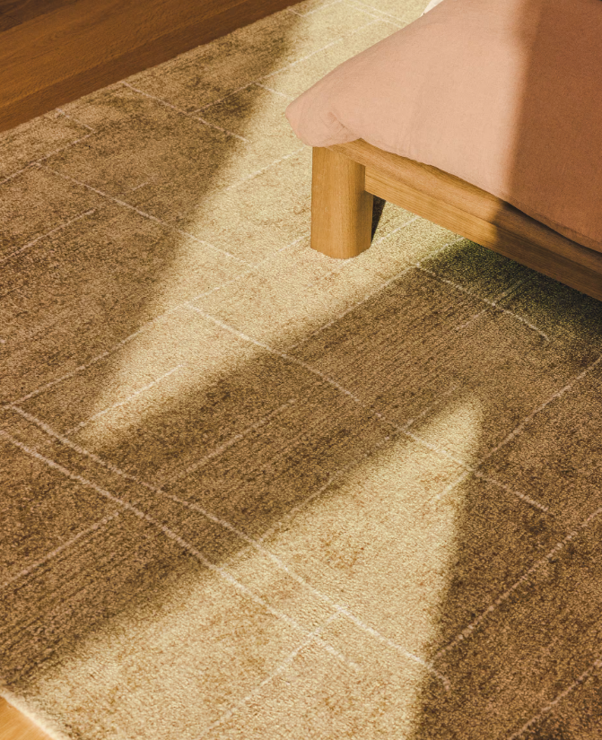 ELODA Tepih od vune i viskoze boje senfa 200 x 300 cm