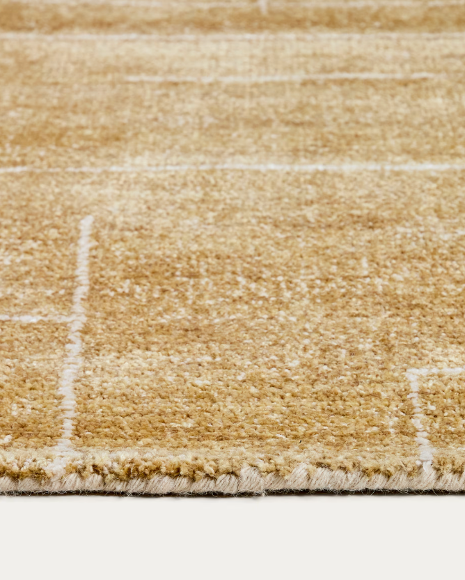 ELODA Tepih od vune i viskoze boje senfa 200 x 300 cm