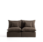 ANARELA taupe linen 2-seater modular sofa with removable cover 180cm