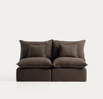 ANARELA taupe linen 2-seater modular sofa with removable cover 180cm