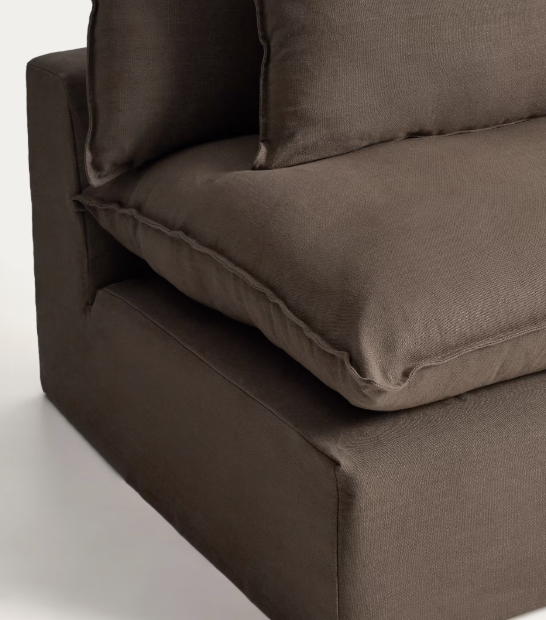 ANARELA taupe linen 2-seater modular sofa with removable cover 180cm