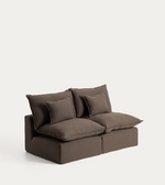 ANARELA taupe linen 2-seater modular sofa with removable cover 180cm