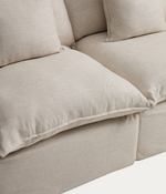 ANARELA beige linen and viscose 2-seater modular sofa with removable cover 180cm
