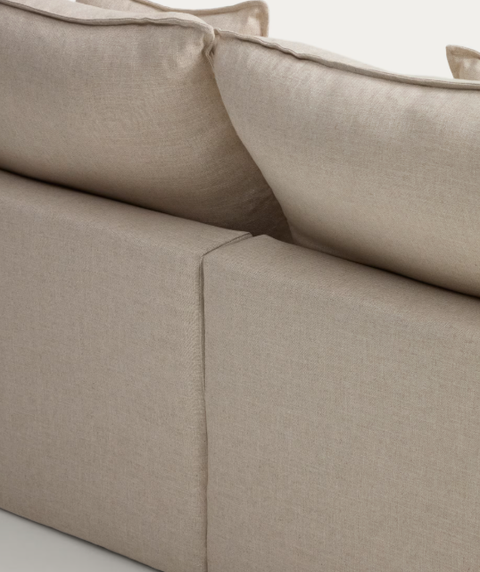 ANARELA beige linen and viscose 2-seater modular sofa with removable cover 180cm
