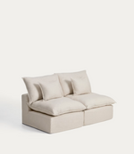 ANARELA beige linen and viscose 2-seater modular sofa with removable cover 180cm