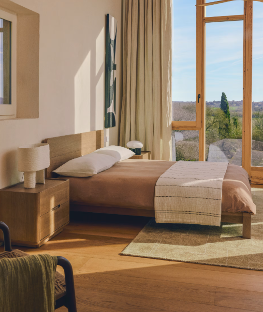 ARELIDA bed made of oak veneer and solid oak wood