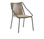ZIVIA Stackable outdoor chair in ecru rope cord and green galvanised steel