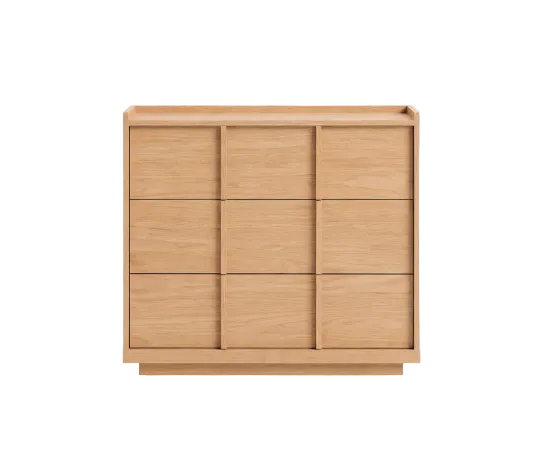 ONIX chest of drawers with 3 drawers, oak veneer, natural tone finish, 100 x 78 cm