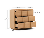 ONIX chest of drawers with 3 drawers, oak veneer, natural tone finish, 100 x 78 cm