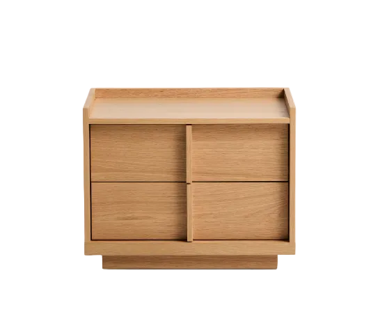 ONIX bedside table, 2 drawers, oak veneer in a natural tone finish, 60 x 47 cm