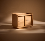 ONIX bedside table, 2 drawers, oak veneer in a natural tone finish, 60 x 47 cm