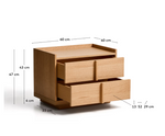 ONIX bedside table, 2 drawers, oak veneer in a natural tone finish, 60 x 47 cm