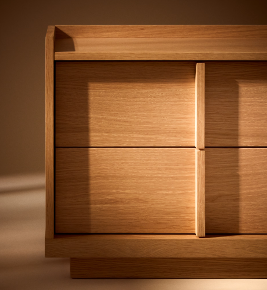 ONIX bedside table, 2 drawers, oak veneer in a natural tone finish, 60 x 47 cm