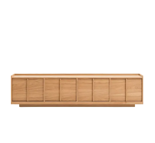 ONIX TV stand with an oak veneer in a natural tone finish, 200 x 45 cm