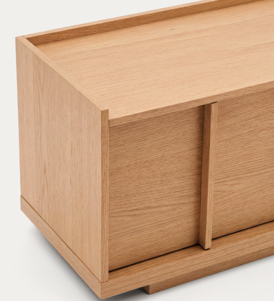 ONIX TV stand with an oak veneer in a natural tone finish, 200 x 45 cm