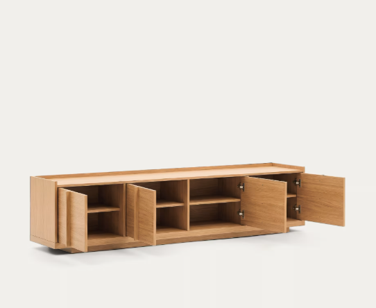 ONIX TV stand with an oak veneer in a natural tone finish, 200 x 45 cm