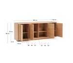 ONIX TV sideboard with an oak veneer in a natural tone finish, 200 x 80 cm
