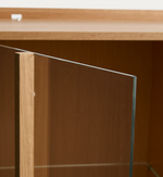 ONIX display cabinet in solid oak and oak veneer, natural tone finish, 100 x 170 cm