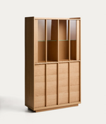 ONIX display cabinet in solid oak and oak veneer, natural tone finish, 100 x 170 cm