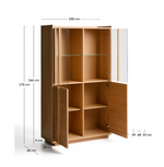 ONIX display cabinet in solid oak and oak veneer, natural tone finish, 100 x 170 cm