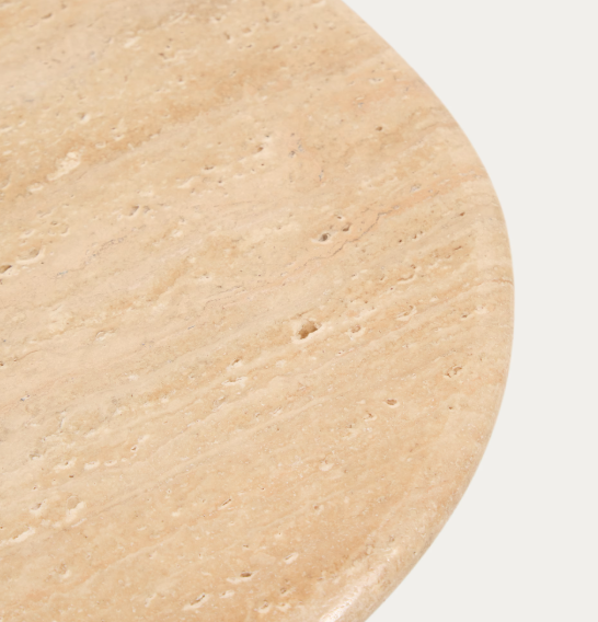 PIRITA coffee table in beige travertine with solid oak wood legs with a dark finish 147 x 65cm