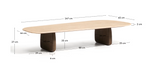 PIRITA coffee table in beige travertine with solid oak wood legs with a dark finish 147 x 65cm