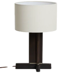 NIANI Table lamp in dark-finish rubber wood with ivory-coloured cotton shade Ø30cm