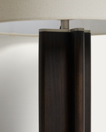 NIANI Table lamp in dark-finish rubber wood with ivory-coloured cotton shade Ø30cm