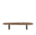 PIRITA coffee table in brown marble with solid oak wood legs with a dark finish 147 x 65cm