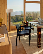 NIANI  Floor lamp in rubber wood with natural finish and ivory-coloured cotton lamp shade